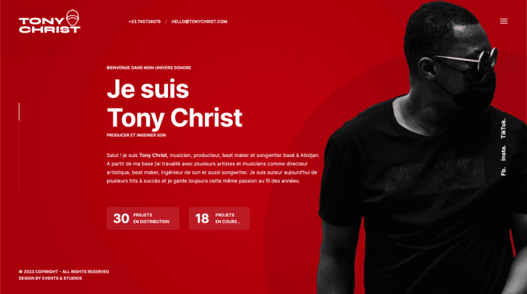 TonyChrist.com, showcase website — 1/1